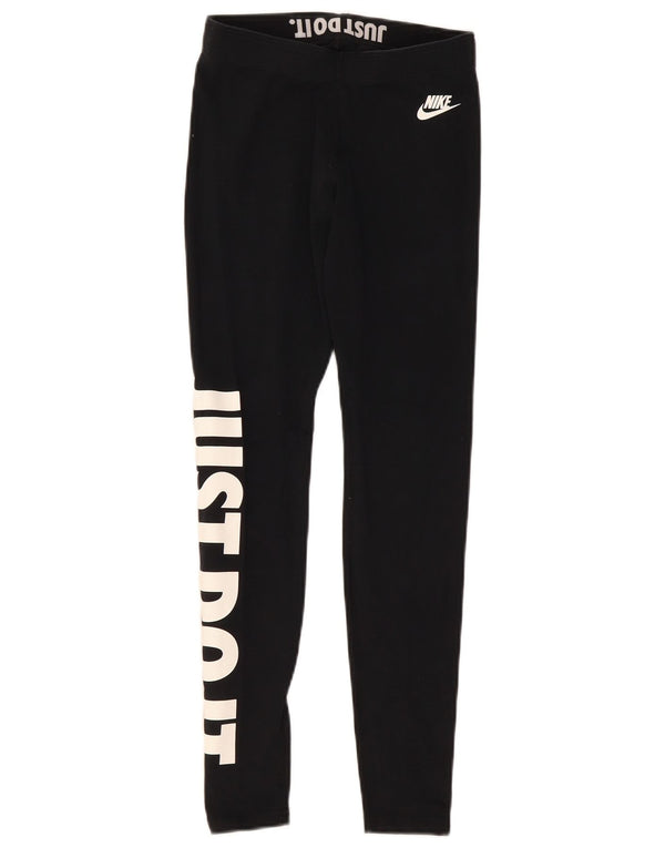 Damskie legginsy Nike Graphic UK 8, małe, czarne, bawełniane