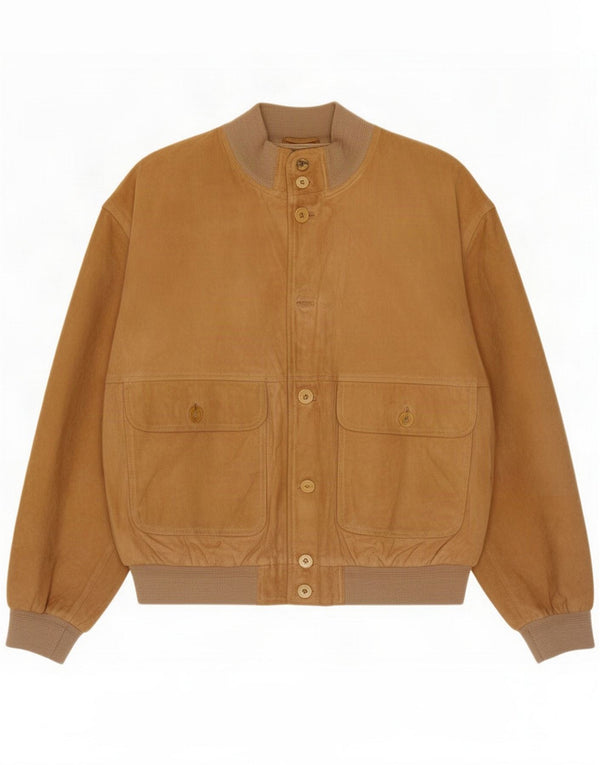 Męska zamszowa kurtka bomber w stylu vintage UK 42 XL Brązowa skórzana Retro