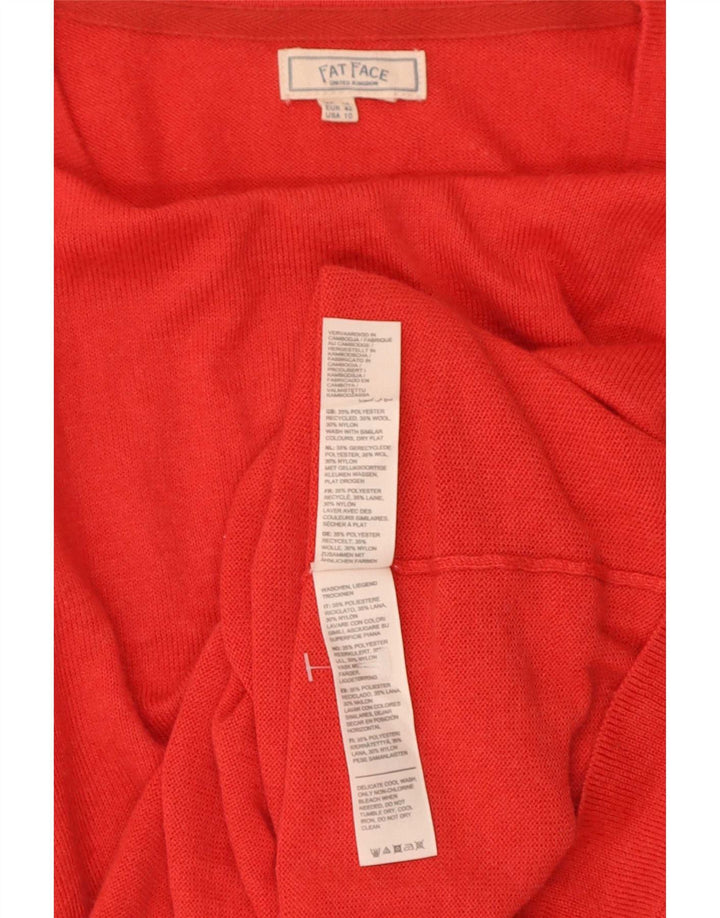 Damski sweter z dekoltem w łódkę Fat Face UK 14, średni czerwony poliester