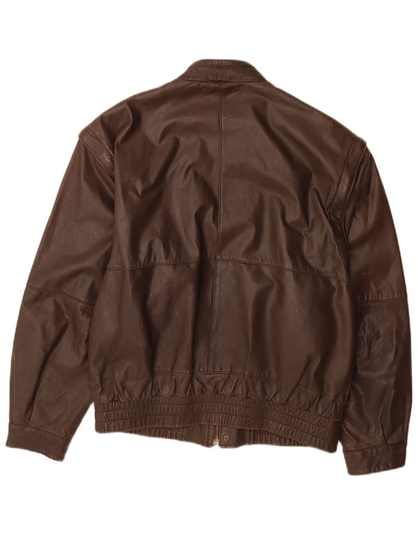 Męska kurtka skórzana VINTAGE IT 48 Średniobrązowa skóra