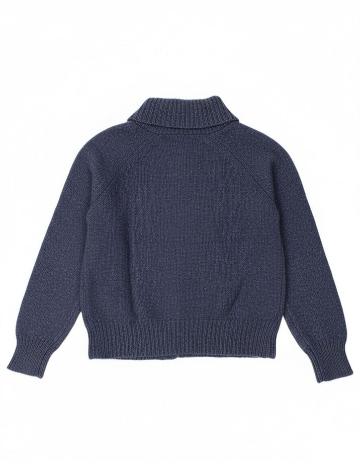 EDDIE BAUER Womens Cardigan Sweater UK 14 Large Navy Blue Wool