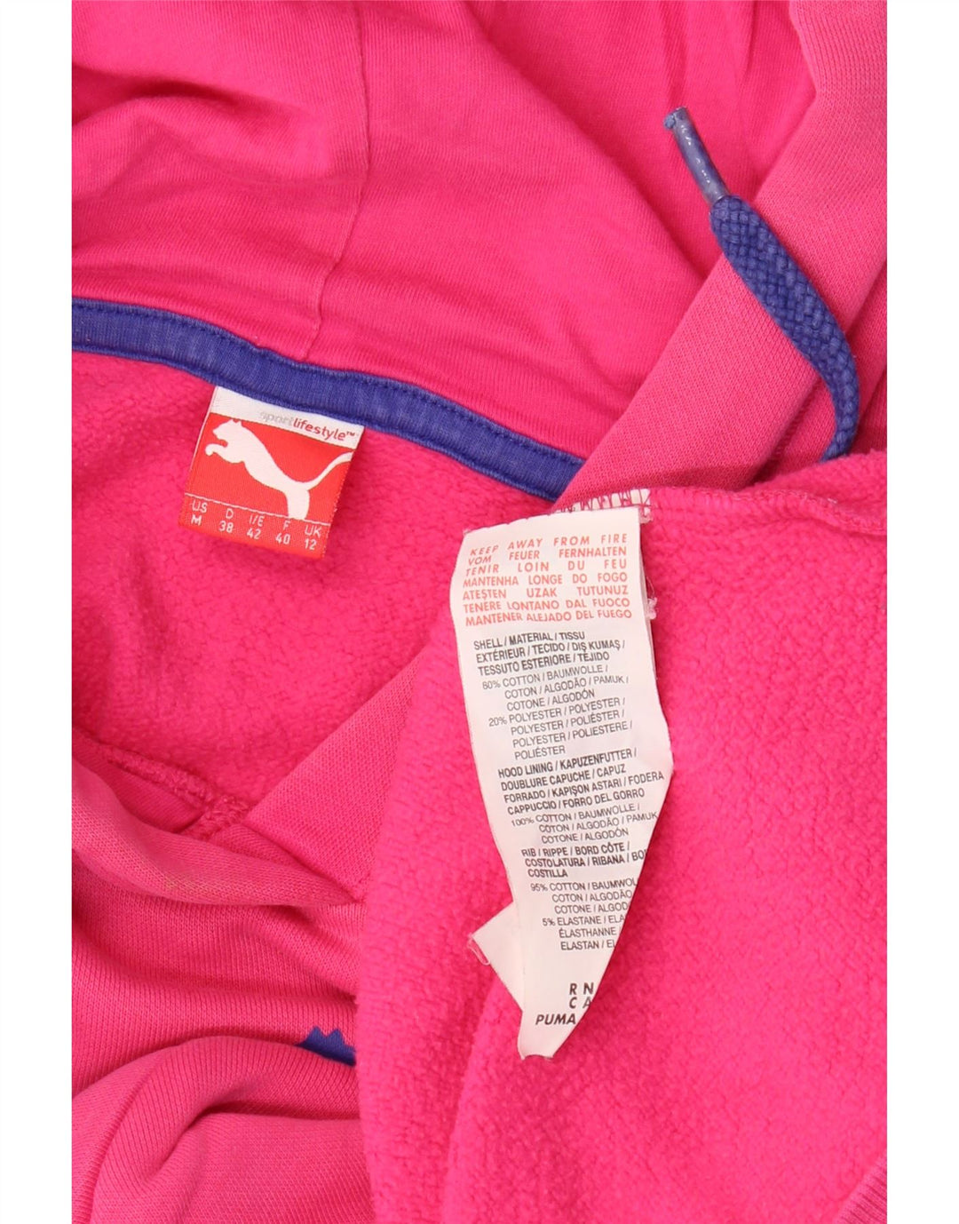 Damski sweter z kapturem i grafiką PUMA UK 12, średni różowy, bawełniany