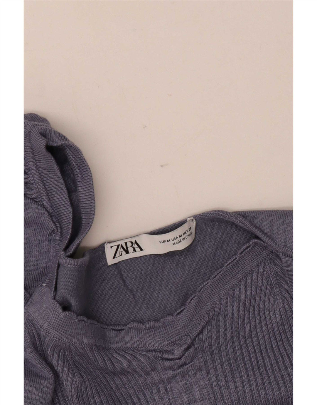 Damski krótki top Zara z długim rękawem UK 12, średni niebieski