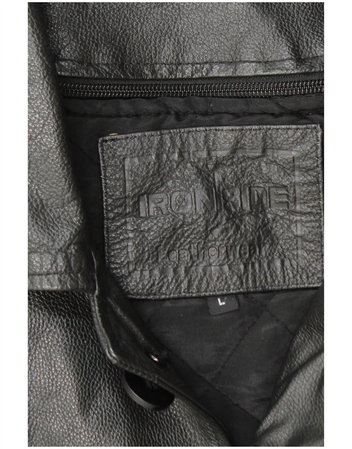 IRONSIDES Męska kurtka skórzana UK 40, duża czarna skóra