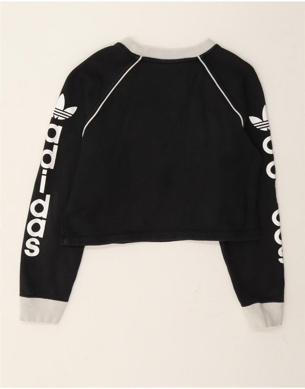 Damska bluza Adidas Crop Graphic Jumper UK 4 XS Szary blok kolorów