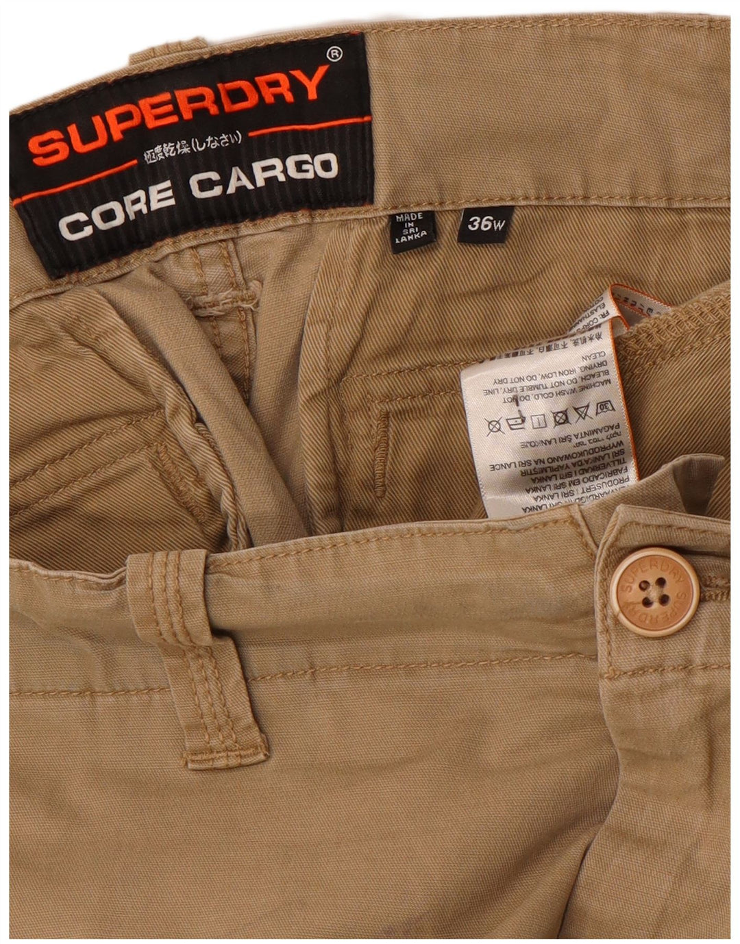 Męskie spodenki cargo Superdry W36, duże, beżowe, bawełniane
