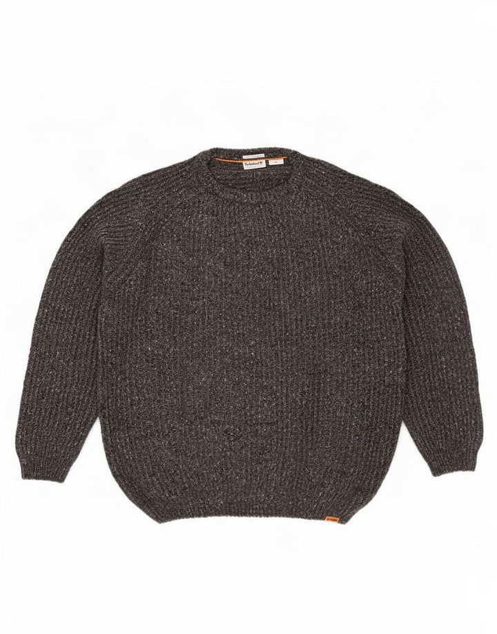 Męski sweter Timberland z okrągłym dekoltem, duży, szary, wełniany