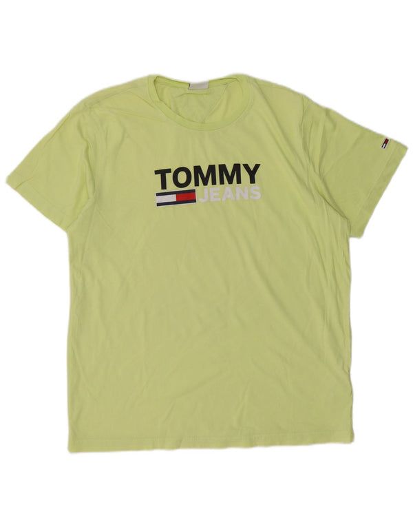 Męski T-shirt z grafiką Tommy Hilfiger, duży, zielony, bawełniany