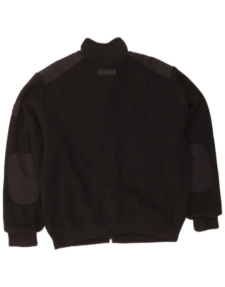Vintage męski sweter rozpinany XL, czarna wełna