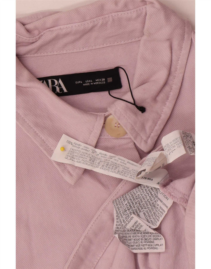 Damska kurtka dżinsowa Zara Crop Oversize UK 16, duża, różowa, bawełniana