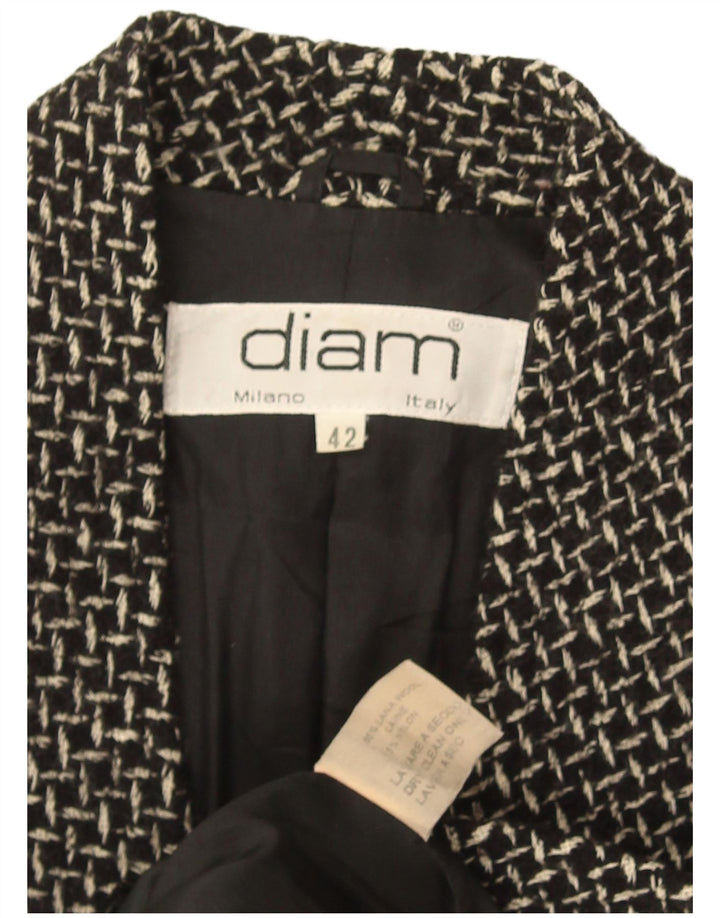 Vintage damska marynarka zapinana na 3 guziki IT 42, średnia czarna wełna