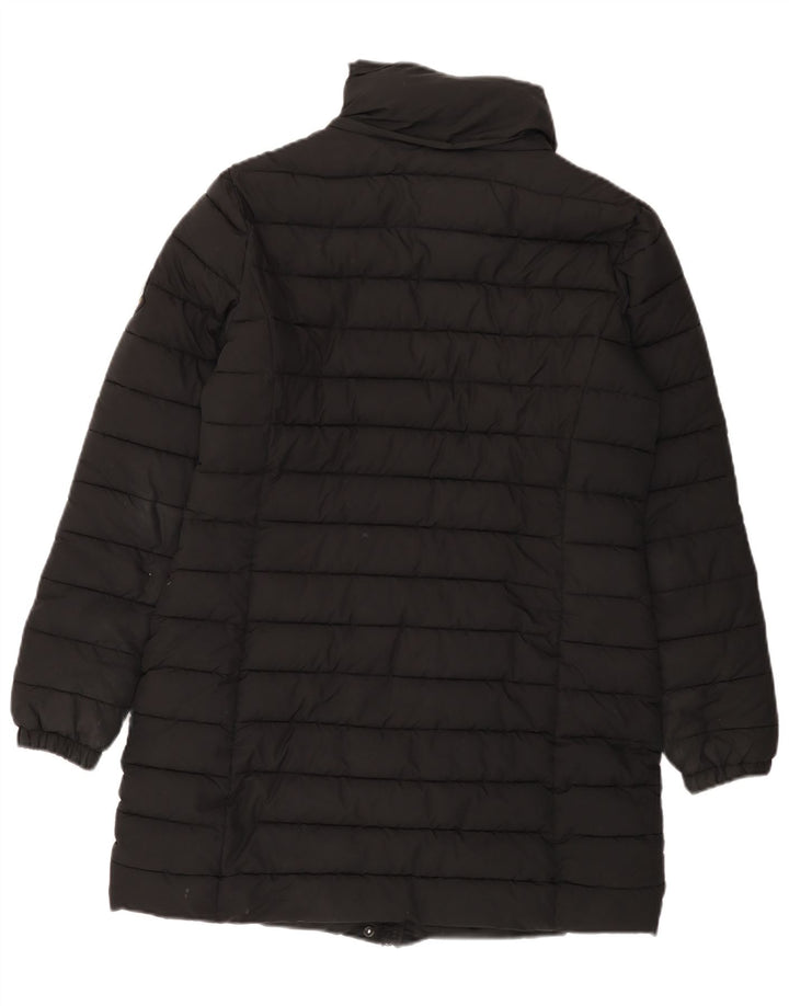 SUPERDRY Damski płaszcz ocieplany UK 12, średni czarny poliester