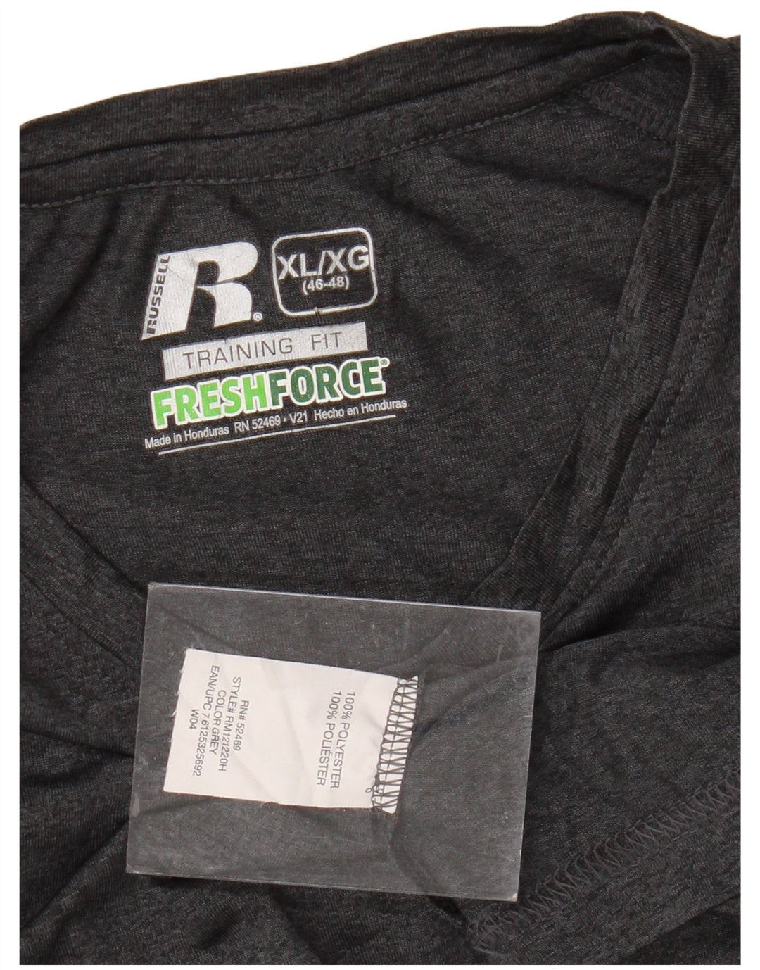 T-shirt męski RUSSELL ATHLETIC Dri-Power, brytyjski, 46/48 XL, szary poliester