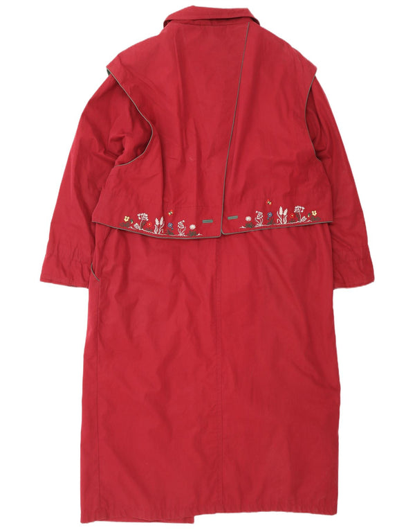 Płaszcz damski Julius Lang UK 16, duży, czerwony, bawełniany w kwiaty