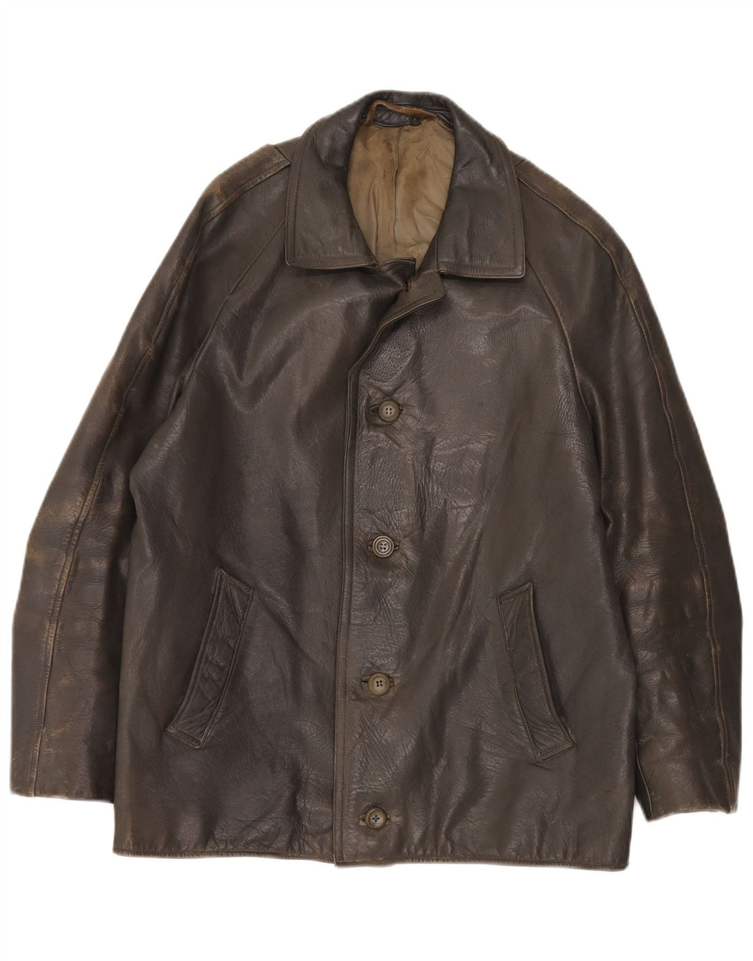 Vintage męska kurtka skórzana IT 48 Medium Khaki