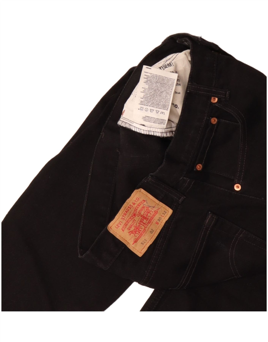 Męskie dżinsy Levi's 521 Straight W30 L32 Czarna bawełna