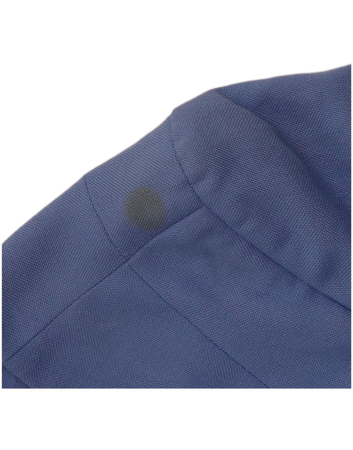 CLASSICS Womens Short Sleeve 4 Button Blazer Jacket UK 14 Medium Blue