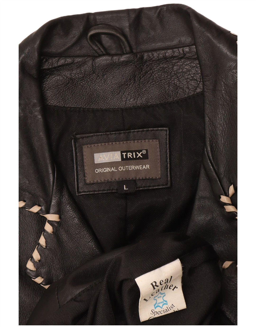 Damski płaszcz skórzany Aviatrix UK 14, duża czarna skóra