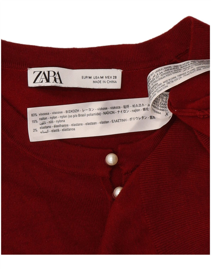 Damski sweter zapinany na guziki Zara UK 12 Średni bordowy wiskoza
