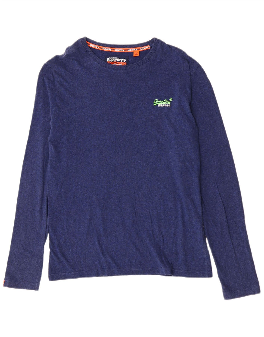 Męski top Superdry z długim rękawem, średni niebieski, bawełniany w cętki