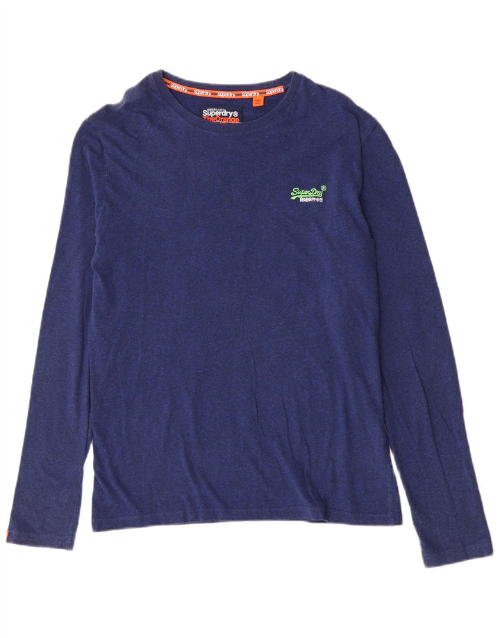 Męski top Superdry z długim rękawem, średni niebieski, bawełniany w cętki