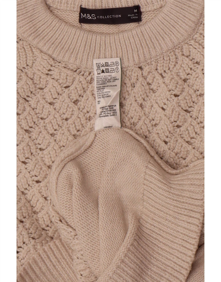 Marks & Spencer Damski sweter z okrągłym dekoltem, UK 14, średni beż