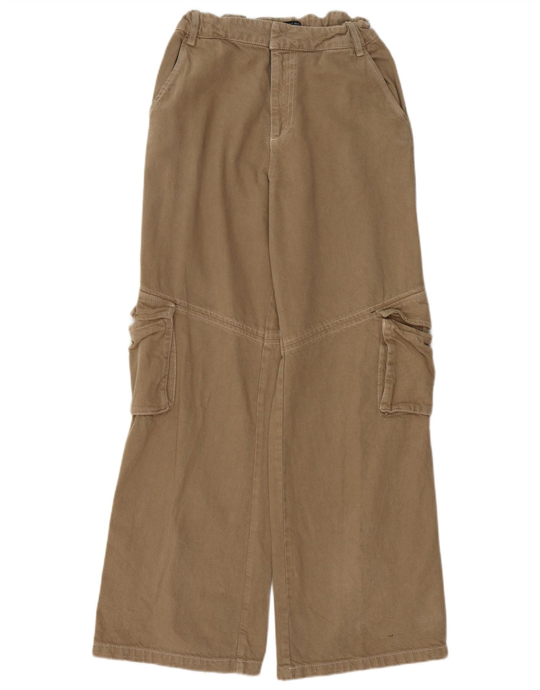 Damskie spodnie cargo z szeroką nogawką ZARA, małe W26 L31, beżowe