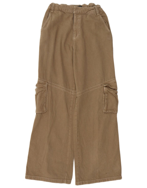 Damskie spodnie cargo z szeroką nogawką ZARA, małe W26 L31, beżowe