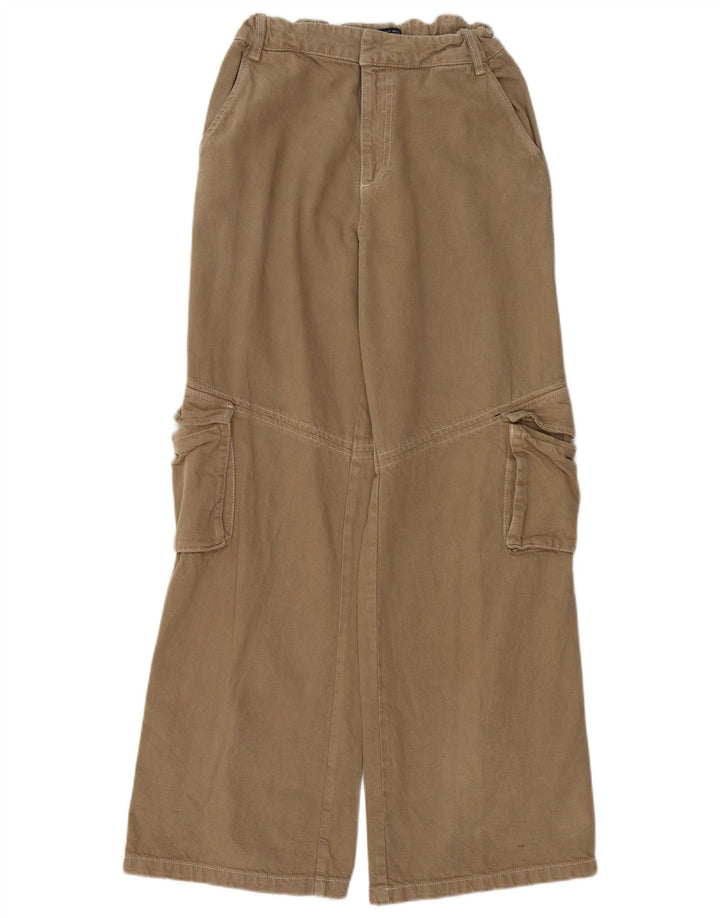 Damskie spodnie cargo z szeroką nogawką ZARA, małe W26 L31, beżowe