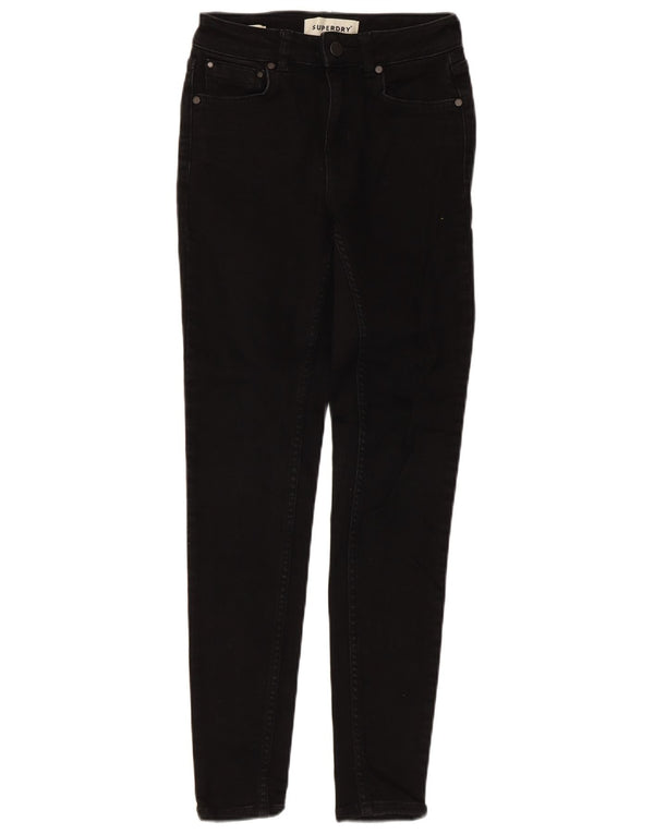 Damskie jeansy rurkowe Superdry W24 L30, czarne, bawełniane