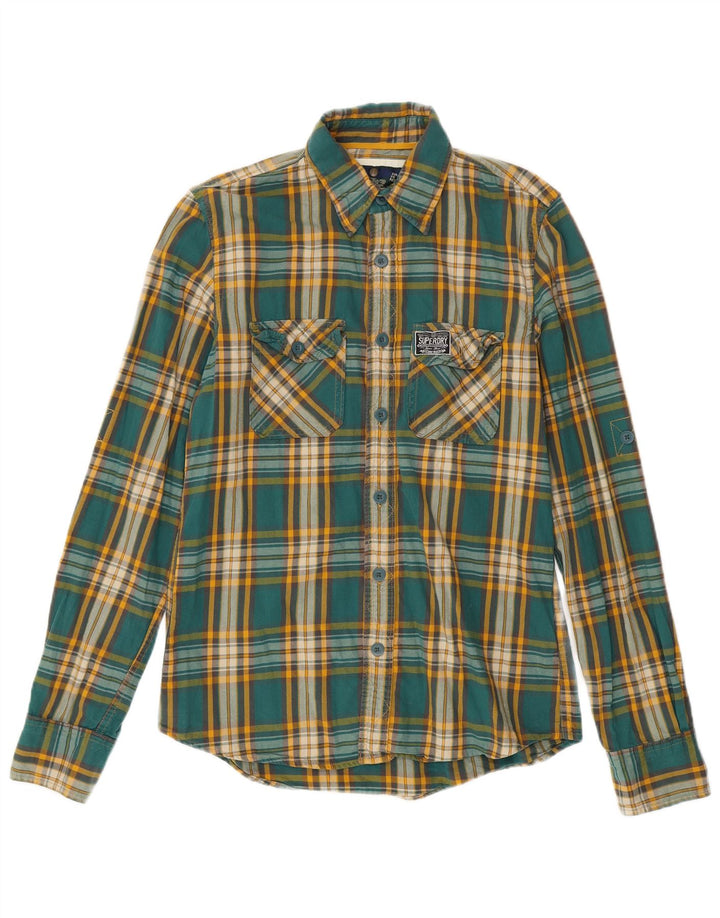 Męska koszula flanelowa Superdry, duża, bawełniana w zieloną kratkę