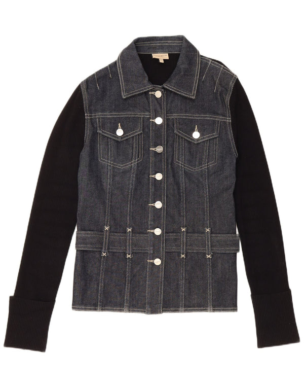 KAREN MILLEN Womens Cardigan Sweater Size 3 Small Blue Colourblock Viscose