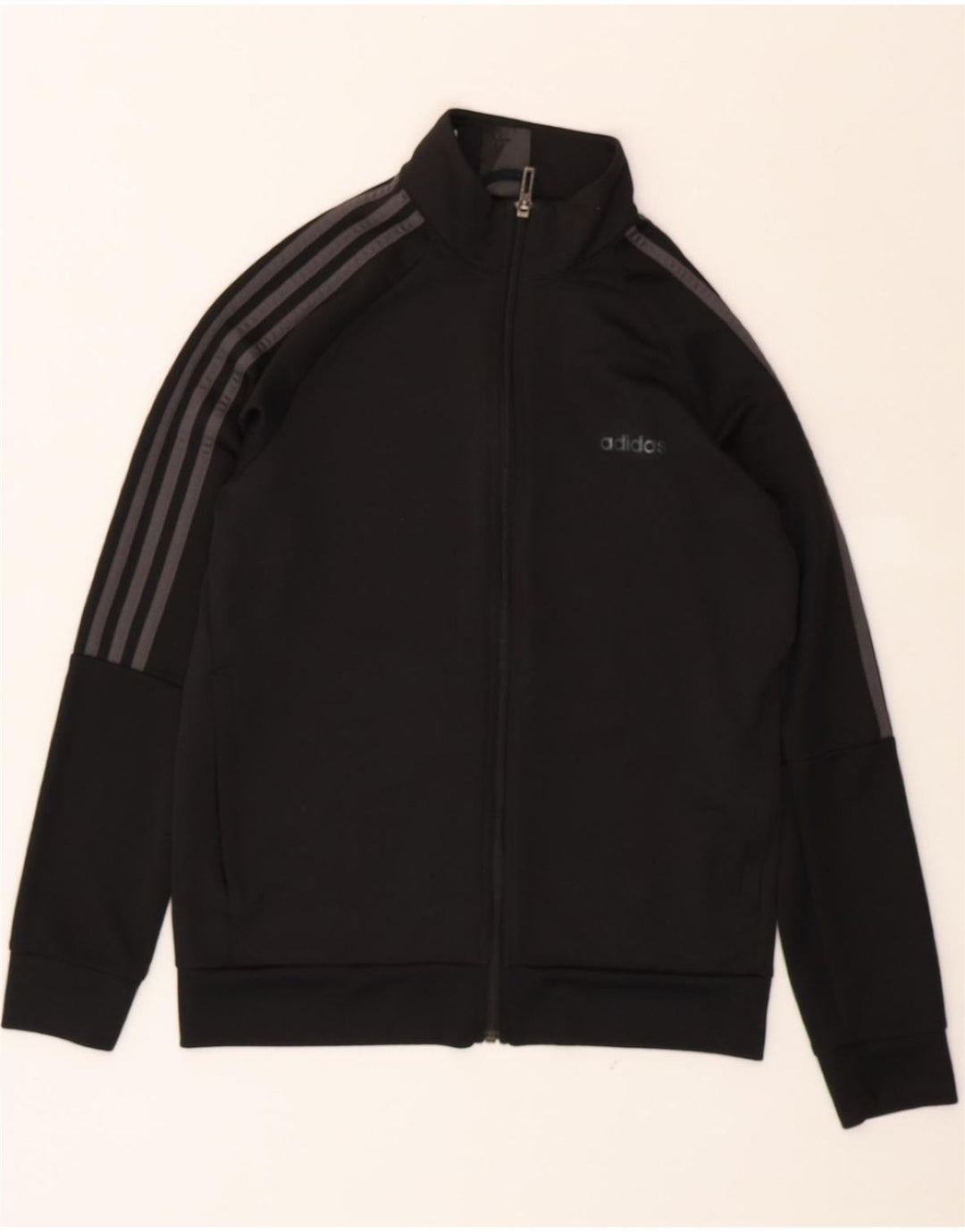 ADIDAS Boys Climalite Tracksuit Top Jacket 13-14 Years Black Polyester Vintage Adidas and Second-Hand Adidas from Messina Hembry 