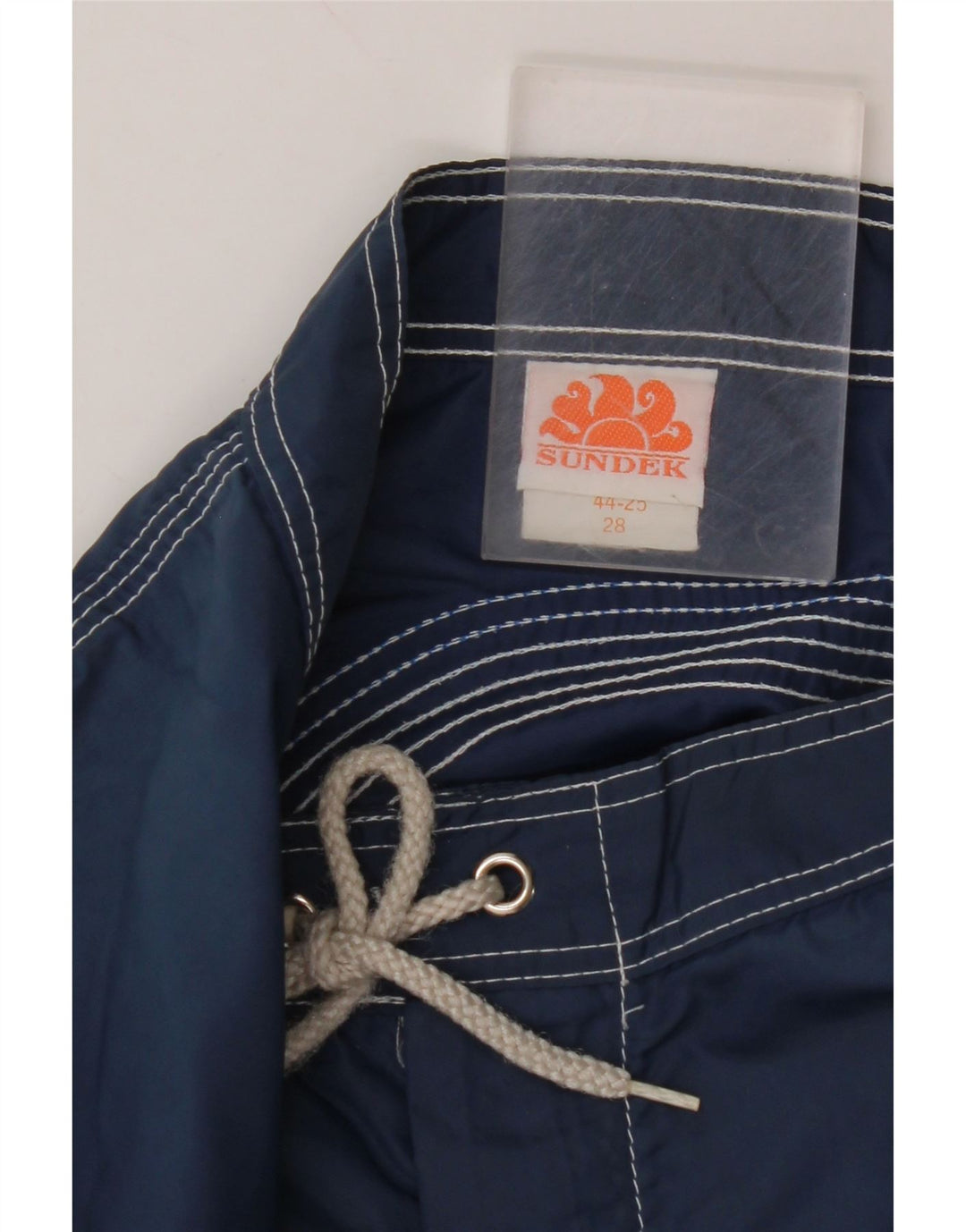 Męskie spodenki kąpielowe SUNDEK, małe, granatowe, nylonowe paski