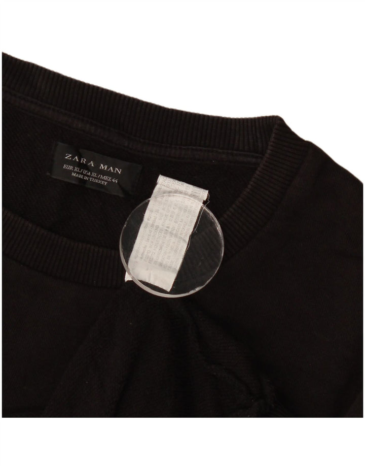 Męska bluza Zara XL, czarna, geometryczna, bawełniana