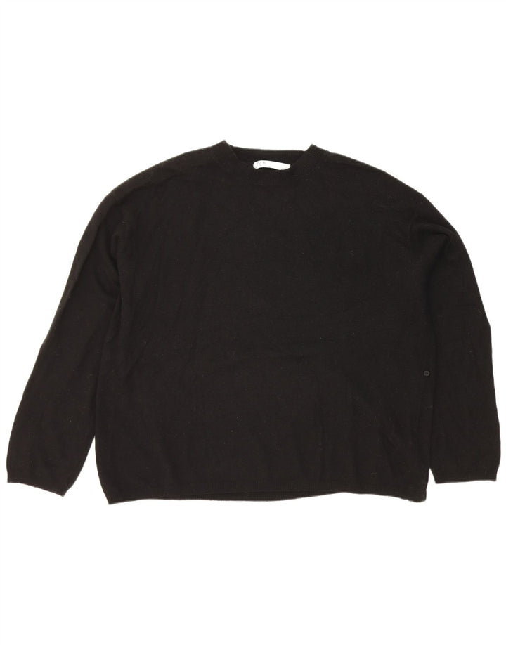 Damski sweter oversize z okrągłym dekoltem Zara UK 14, średni czarny