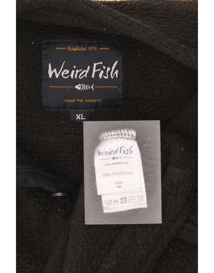 Męski sweter polarowy Weird Fish XL, czarny, poliestrowy, zapinany na guziki