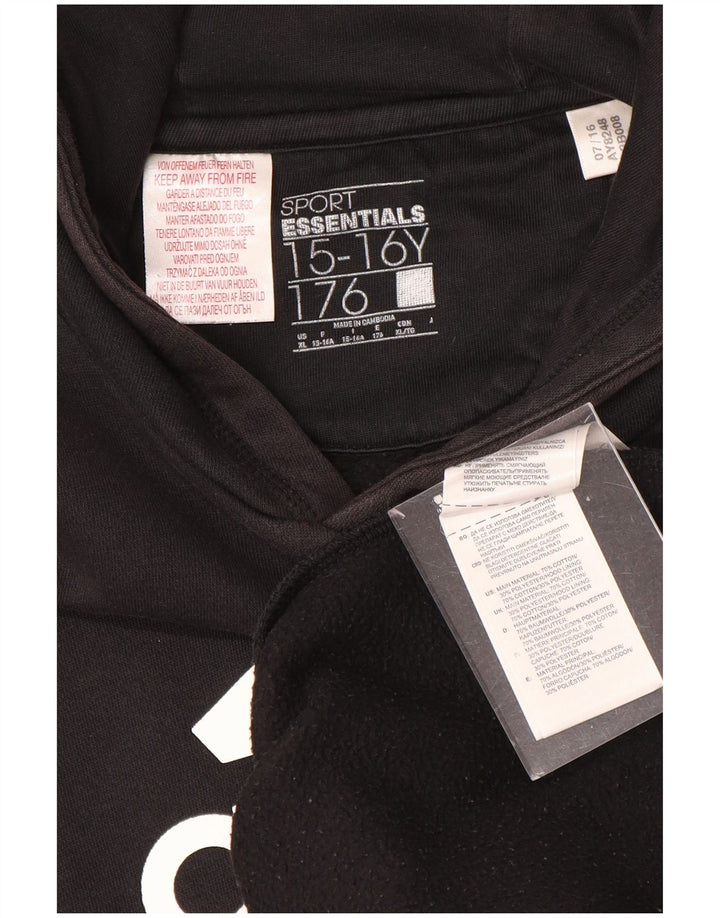 Chłopięcy sweter z kapturem ADIDAS z grafiką 15-16 lat XL, czarny, bawełniany