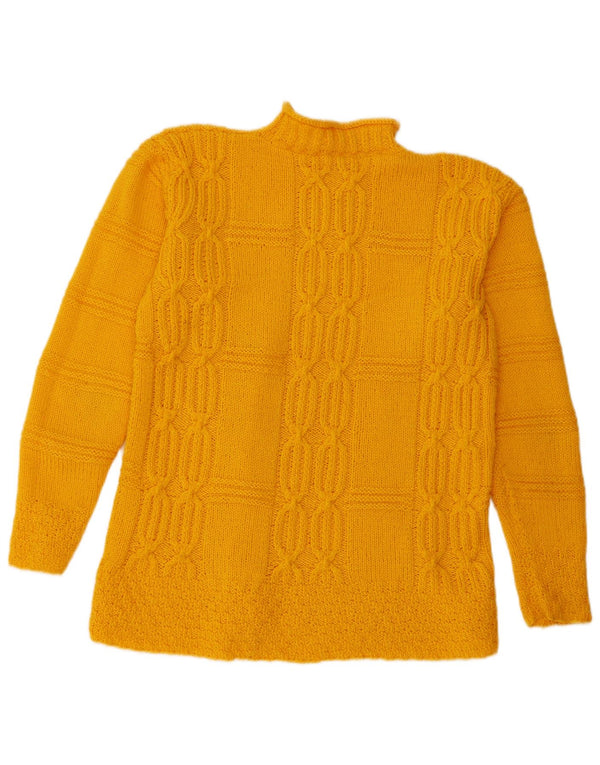 Sweter damski w stylu vintage z golfem UK 16, duży, żółty