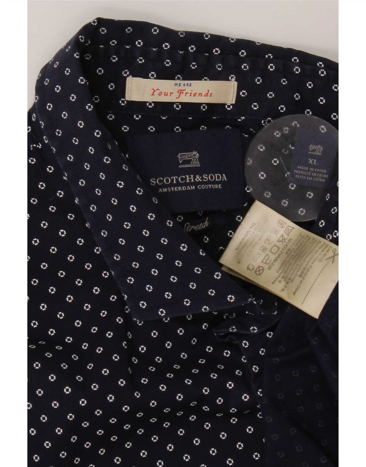 Koszula męska Scotch & Soda XL, bawełniana w granatowe cętki