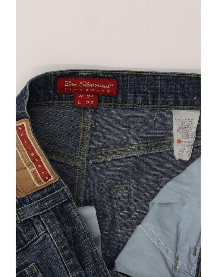 BEN SHERMAN Męskie jeansy slim W34 L32 Niebieska bawełna