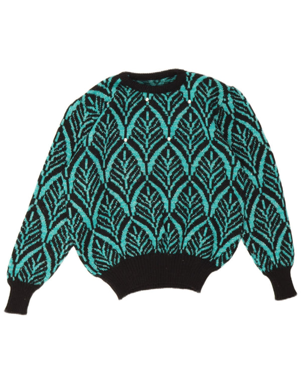 Vintage damski sweter o luźnym kroju z okrągłym dekoltem UK 10 Small Green