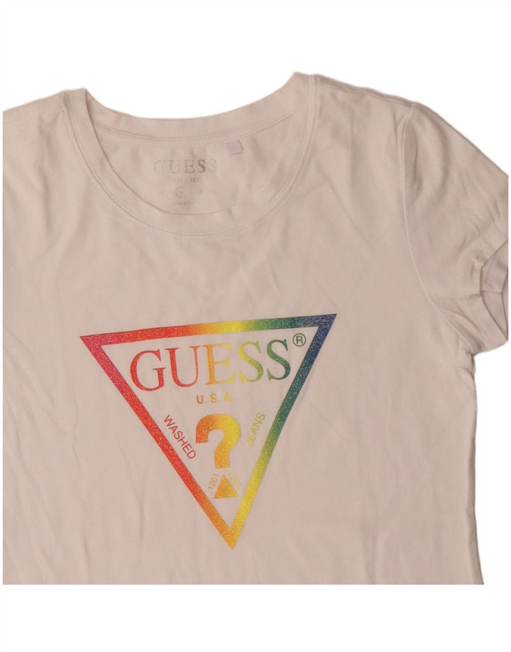 Damska koszulka graficzna Guess Top UK 12 Medium White