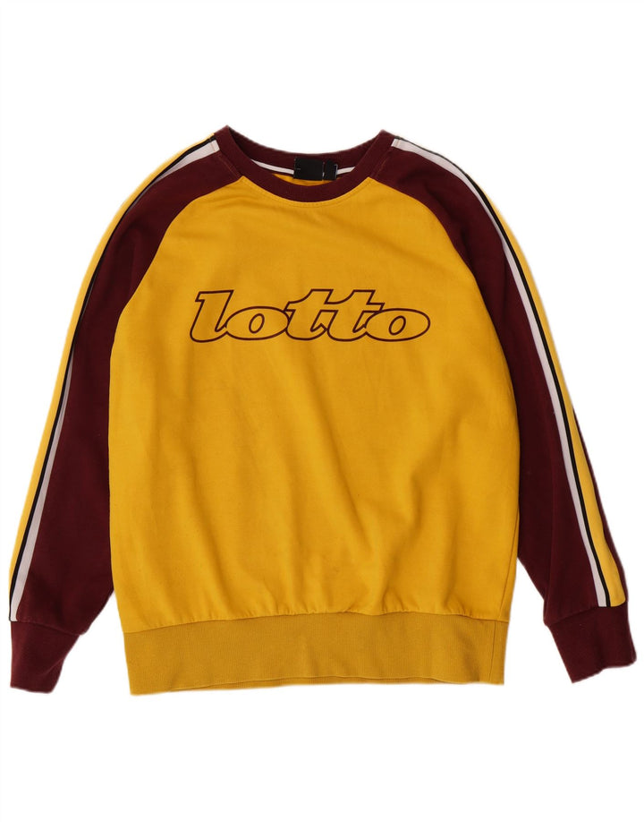LOTTO Mens Graphic Sweatshirt Jumper Medium Yellow Colourblock Polyester