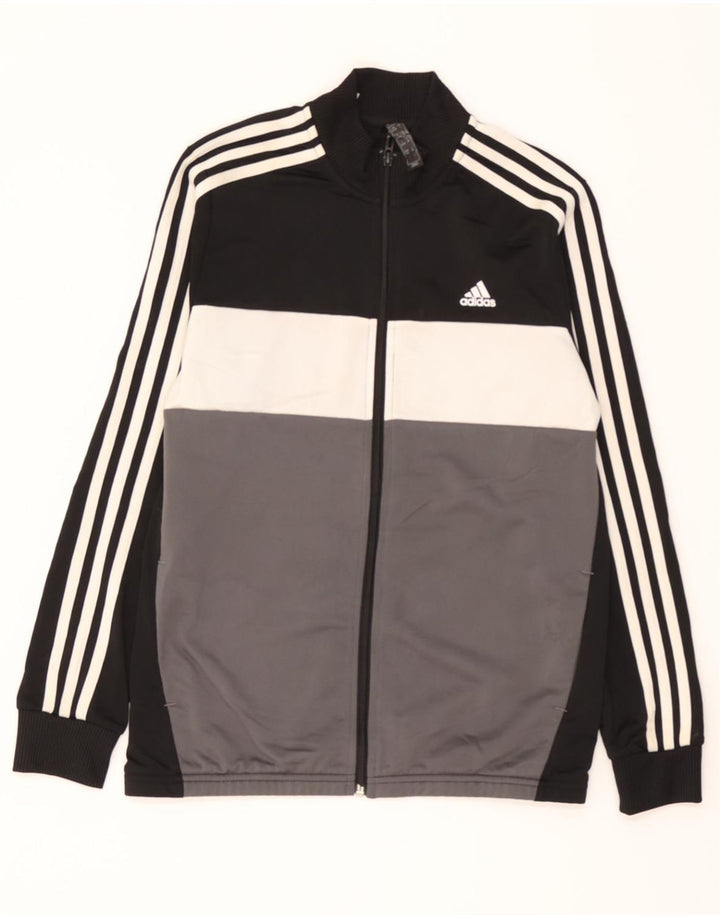 ADIDAS Boys Tracksuit Top Jacket 13-14 Years Black Colourblock Polyester Vintage Adidas and Second-Hand Adidas from Messina Hembry 