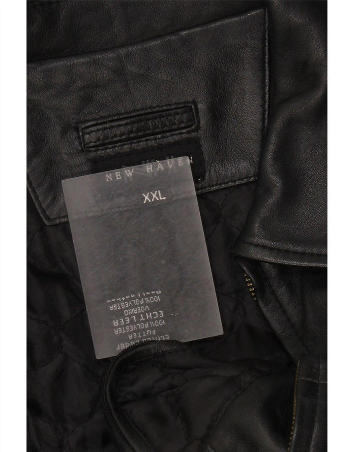 Vintage męska skórzana kurtka UK 44 2XL czarna skóra