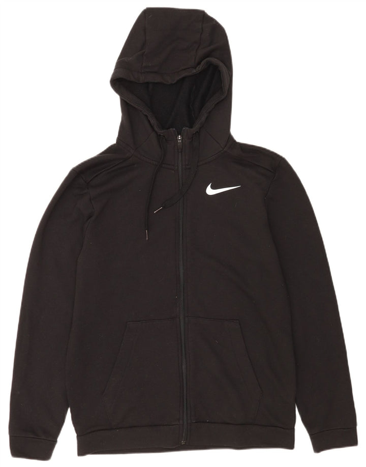 Męski sweter z kapturem i zamkiem błyskawicznym Nike Dri Fit, mały, czarny, poliestrowy