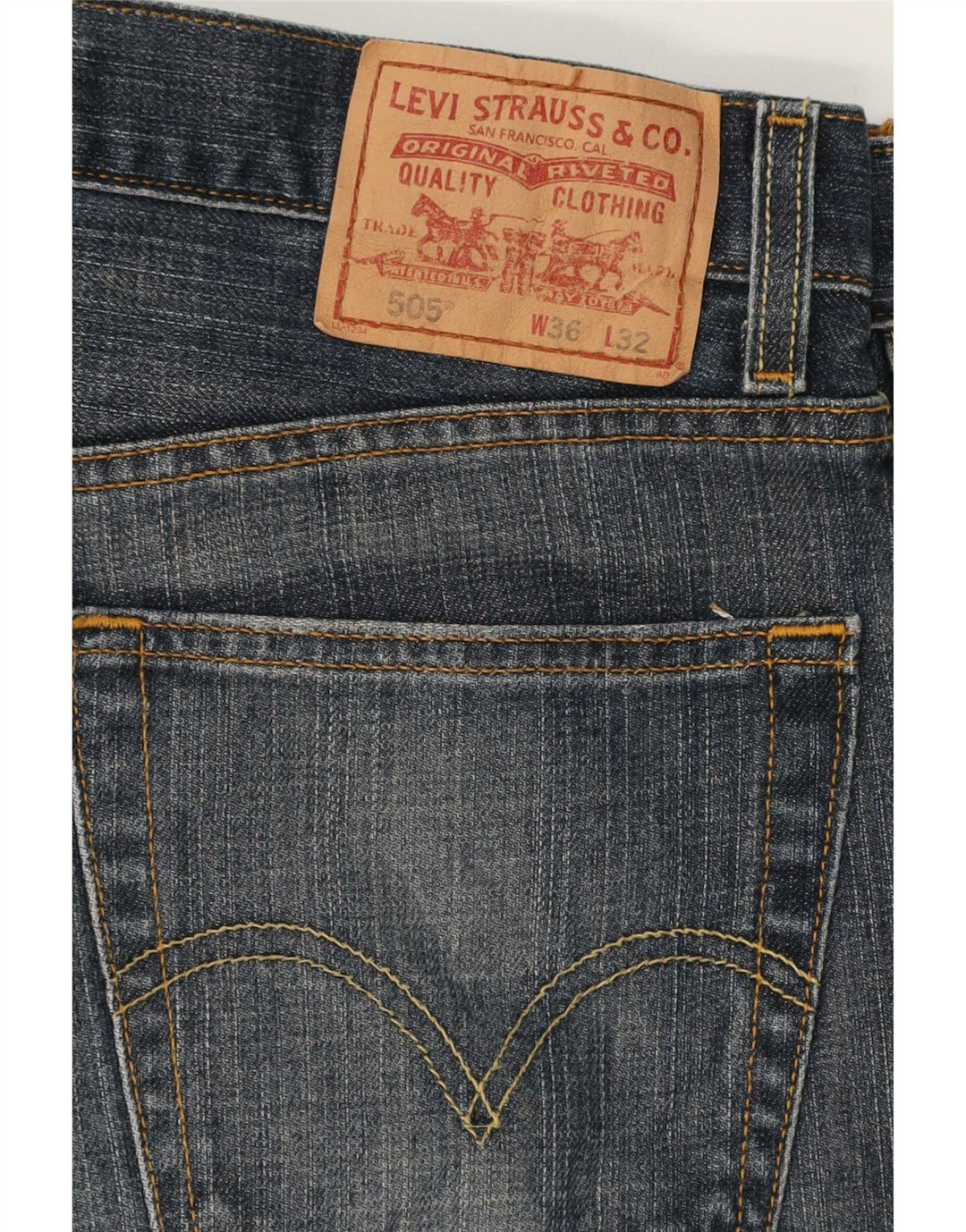 Męskie jeansy Levi's 505 o regularnym kroju W36 L29 Niebieska bawełna
