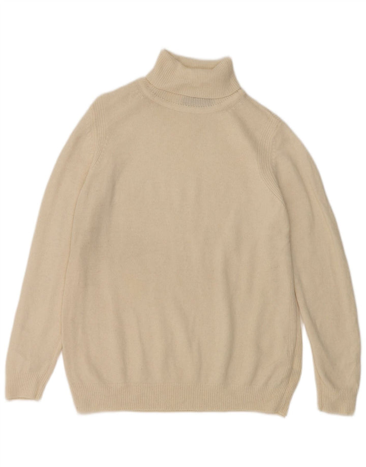 Marks & Spencer Damski sweter z golfem UK 16, duży, biały, wełniany
