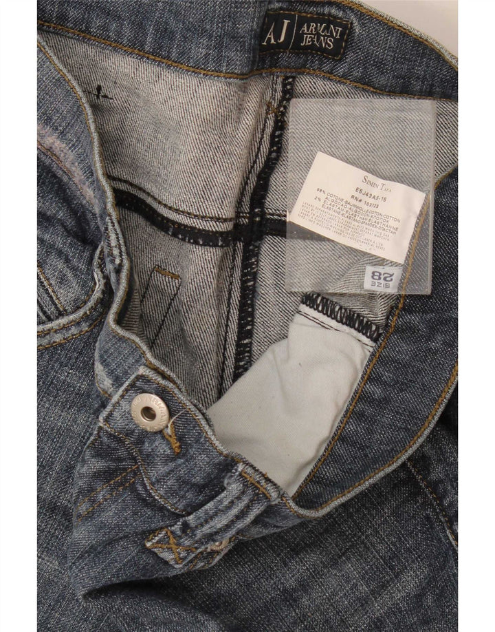 Damskie jeansy Capri Armani W28 L22 Niebieskie bawełniane
